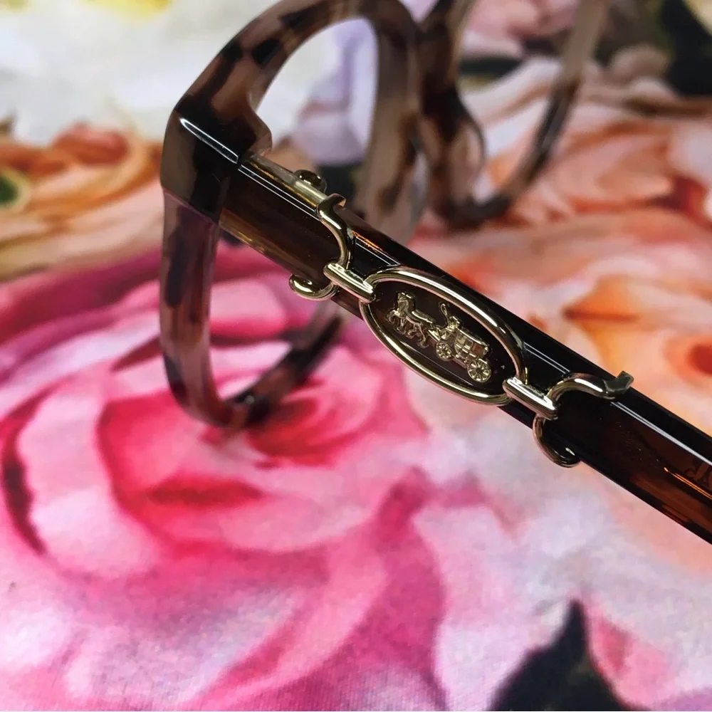 Coach Orange & Black Tortoise acetate Gold horse & carriage logo frames glasses